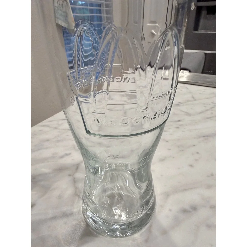 Vintage McDonald's Coca-Cola Glass 1992 Embossed Logo Clear Flared 6 Inch